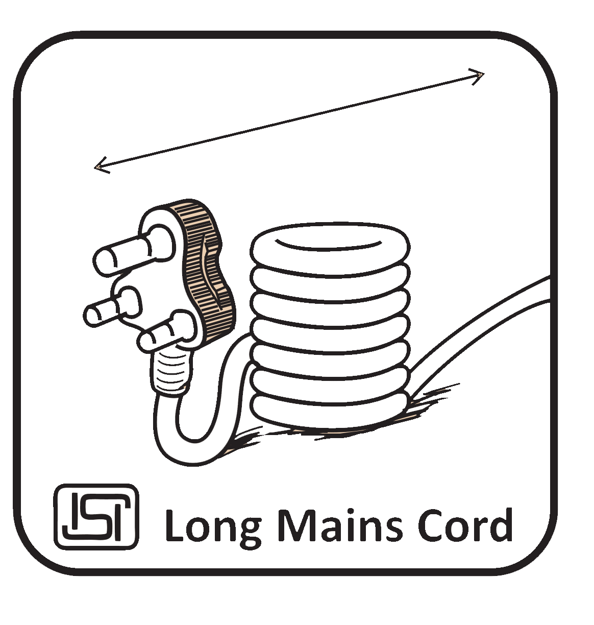 Long mains cord icon